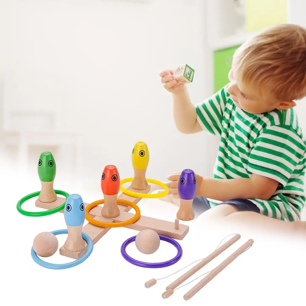 

Kids Throwing Ferrule Bowling Toy Multifunction Five-ring Ferrule and Bowling Toy Parent-child Interactive Game Educational Toy