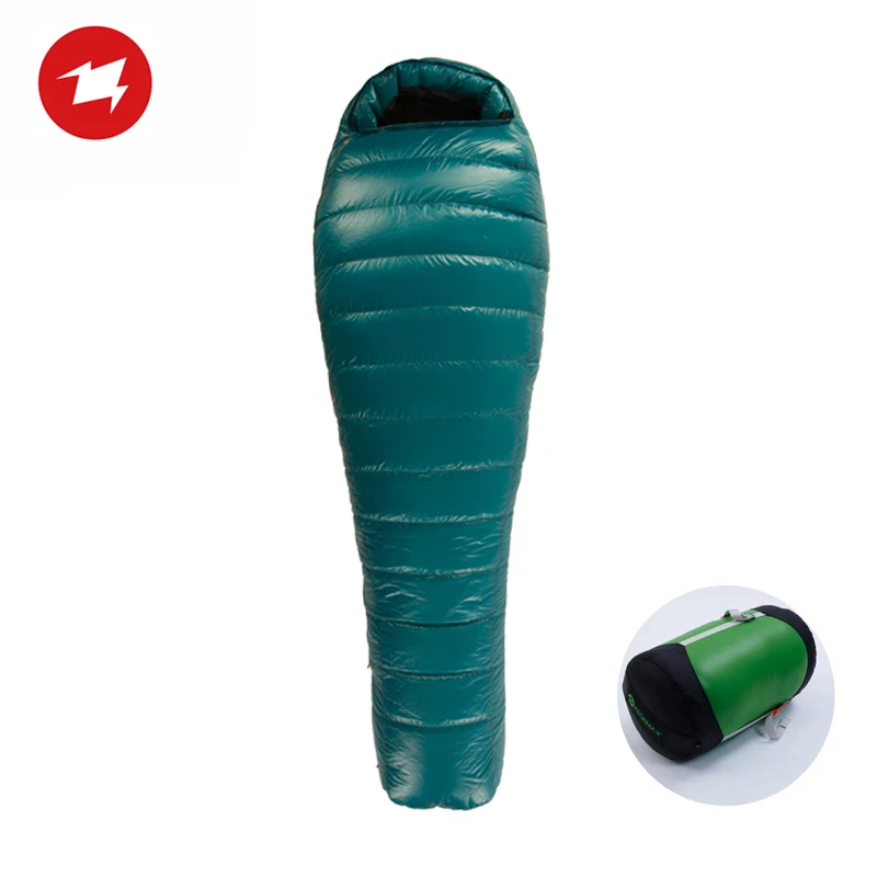 Спальный мешок AEGISMAX M3 с белым гусиным пухом, длина 210 см x 82 см