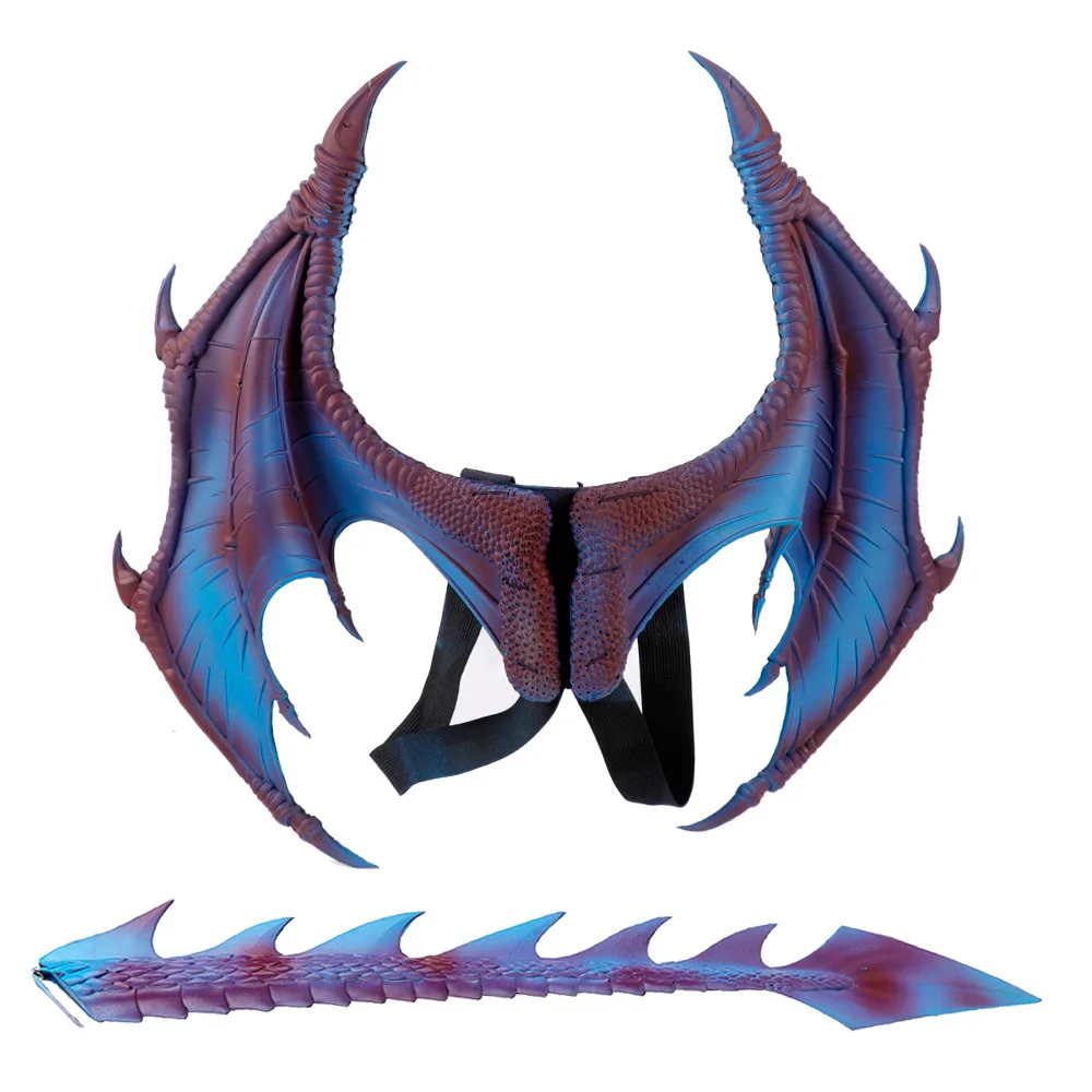

Fashion Animal Cospty Costume Dragon Wing Purim Christmas Gift Carnival Party Kids Cosplay Set Wing Tail Costume DIY Accessories
