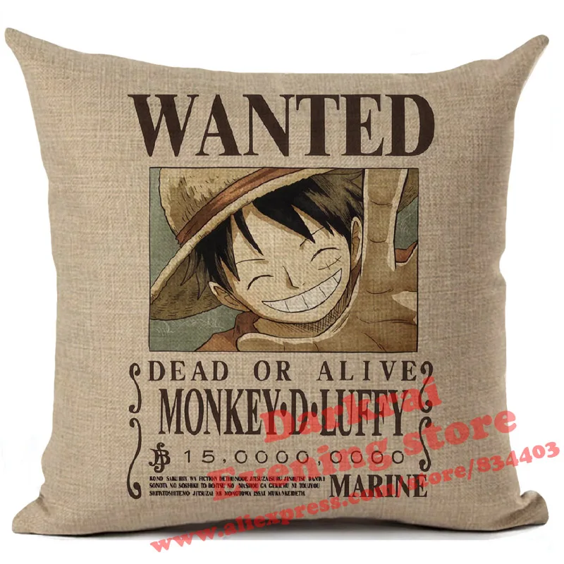 1 Аниме one piece Wanted Order Чехлы для подушек, Мультяшные украшения для дома, гостиной, дивана, поясные подушки, декоративная наволочка - Цвет: 1