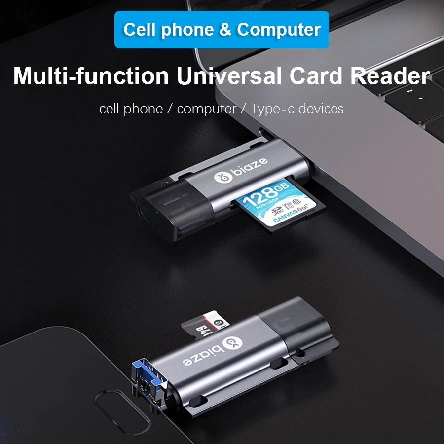 Biaze USB-C кард-ридер USB 2,0 Micro SD TF карты OTG карта памяти адаптер для ПК ноутбуков телефонов Тип C Micro USB SD кард-ридер