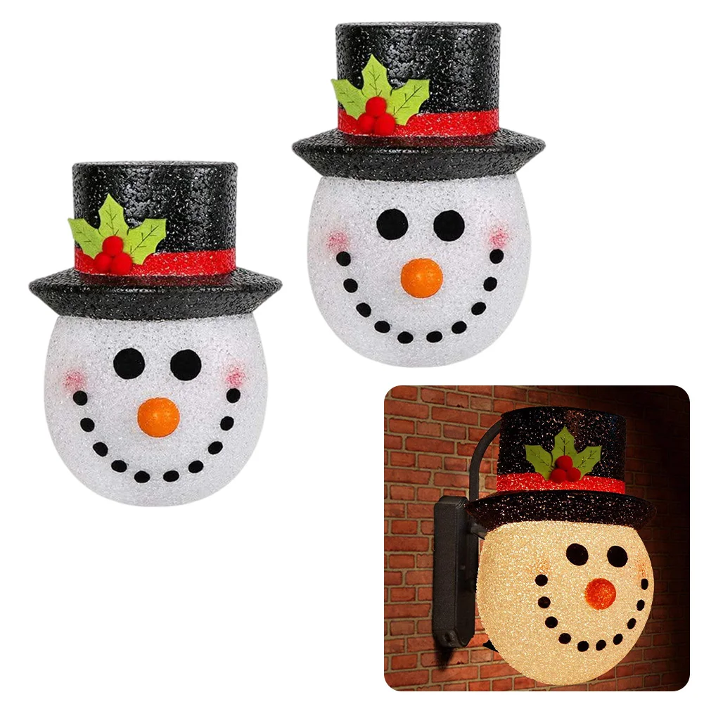 

2PCS Christmas Snowman Shades Porch Light Cover New Year Decorations Wall Lamp Lampshade Fits Standard Outdoor Porch Lamp Decor