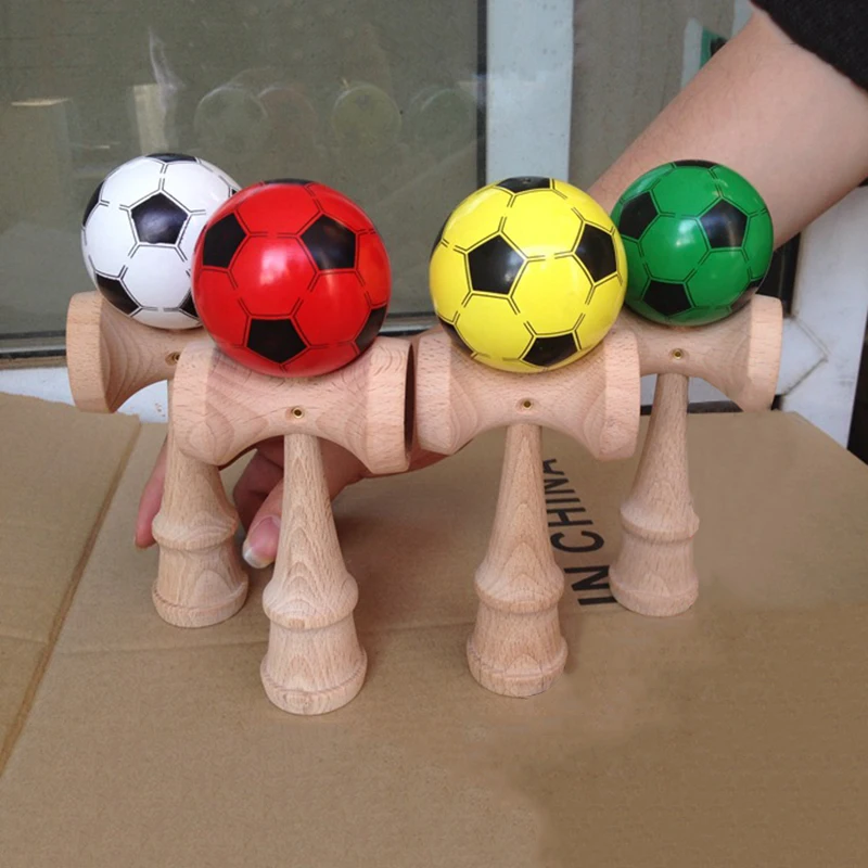 Профессиональный 18 см ПУ краска деревянный Kendama меч шары футбол шаблон умелое