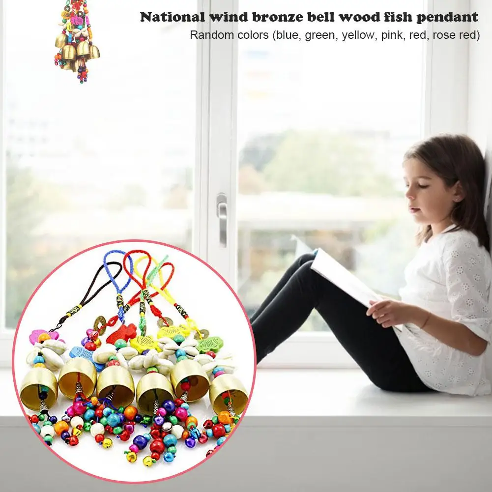 

Handmade new lucky gift national wind bronze bell wood fish pendant mobile wind chime home garden outdoor living liberal
