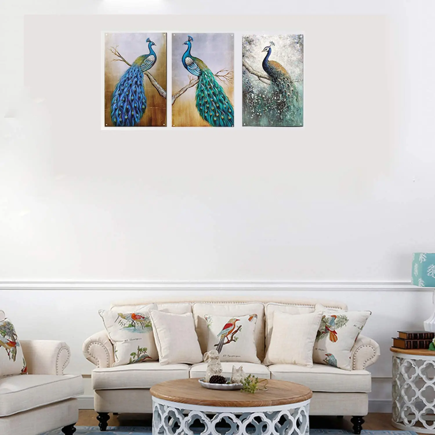 

TISOSO Two Peacocks Beautiful Wall Art Painting Metal Sign Wall Art Decor for Living Room Vintage Art Bar Home Decor Gifts
