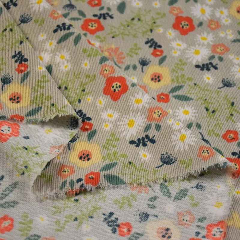 Полуметровая свежая Красивая Вельветовая ткань с маленьким цветочным принтом