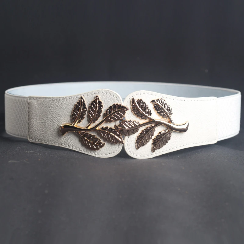 Модные эластичные пояса в виде листьев для женщин ремень темно синего цвета с