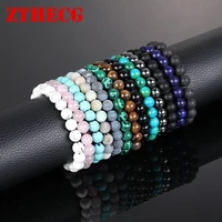 beaded bracelet natural stone beads mens gorgeous semi precious black onyx lava tiger eye hand bracelets for women men jewelry