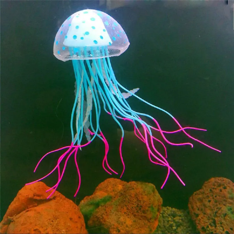 colorful Artificial Swim Glowing Effect Jellyfish Aquarium Decoration Fake Fish Tank Live Plant Luminous Ornament Aquatic Landsc