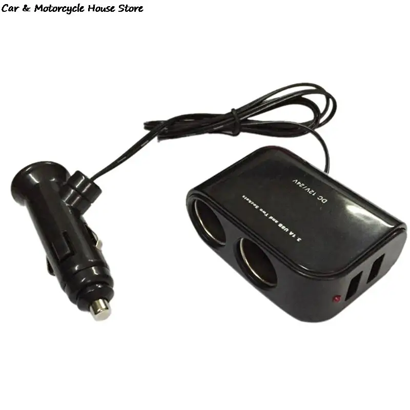 Car Cigarette Lighter Socket Splitter Plug LED USB Charger Adapter 12V-24V 3.1A 100W Detection For Phone MP3 DVR Accessories