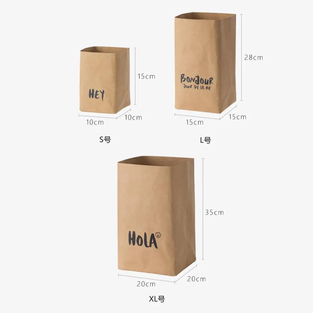 

60% Hot Sales Washable Food Snack Fruit Bread Kraft Paper Storage Bag Container Home Decor