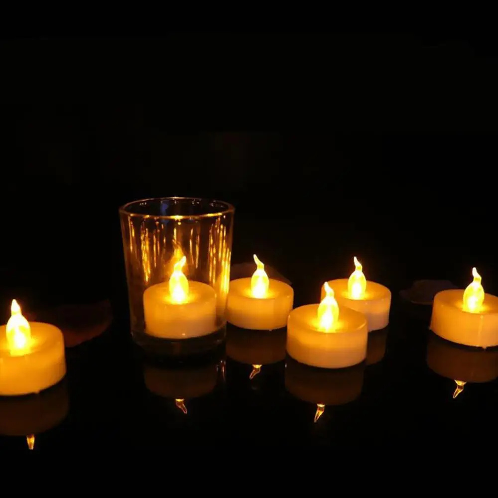 12 шт./упак. Светодиодная свеча чайный свет беспламенные свечи с батареей