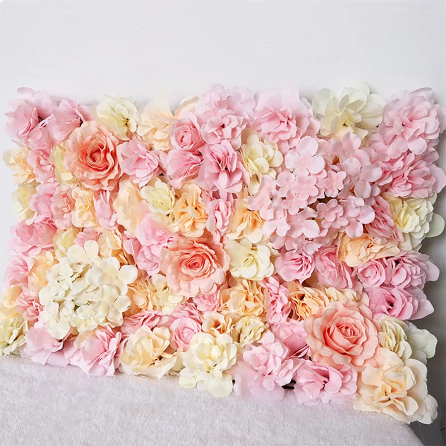 

60x40cm Artificial Flowers DIY Wedding Decoration Flower Wall Panels Silk Rose Flower Pink Romantic Wedding Backdrop Decor