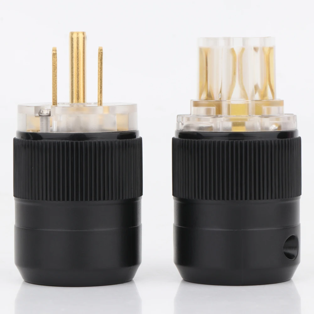 Позолоченный прозрачный штекер питания переменного тока стандарта США Hi Fi