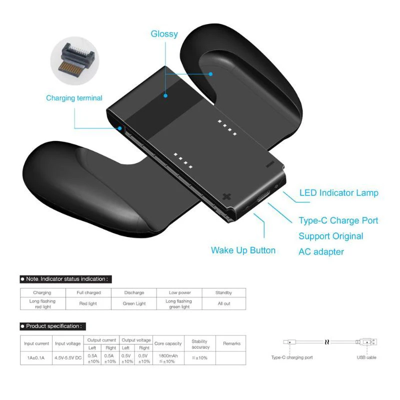 

New for Game Console Charger Charging Hand Grip Gamepad Stand Holder 500ma for Nintendo Switch NS NX 2017 Joy Con X 2 1800mah