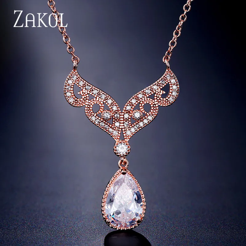 ZAKOL Новое поступление Изысканная КАПЛЕВИДНАЯ кубическая циркониевая подвеска в