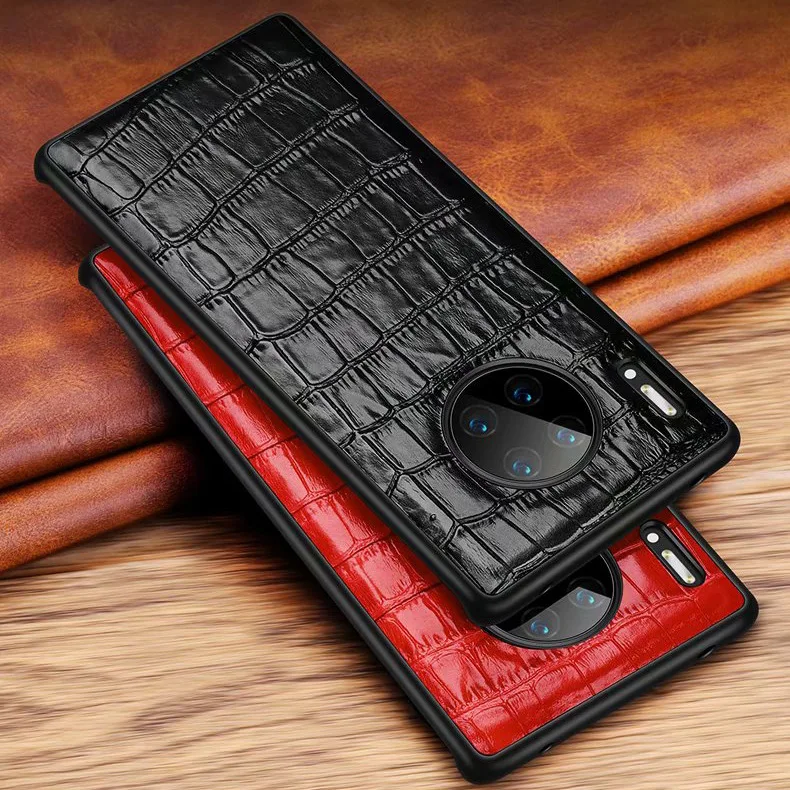 

Genuine Crocodile Grain Leather Case For Huawei Mate 30 Pro Case Funda Soft Litchi Grain Genuine Leather Case Back Cover