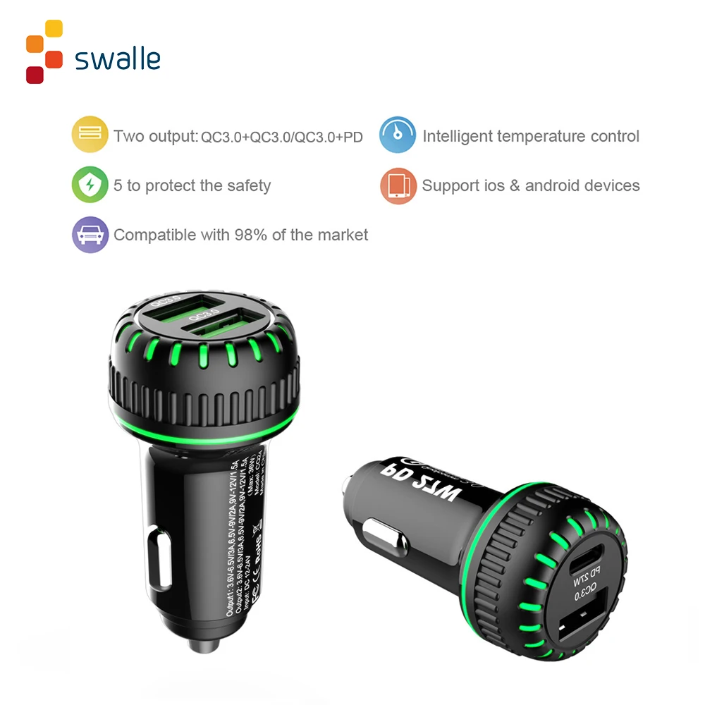 Swalle быстрое зарядное устройство 3 0 USB для iphone samsung планшет PD мобильного телефона