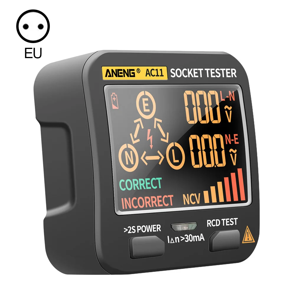 

AC11 Multifunction Socket Tester EU/US/UK/AU Plug AUOutlet Rcd Gfci Test With Voltage Detector Home Essentials Tools