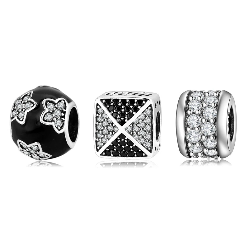 100% Аутентичные 925 стерлингового серебра сверкающие циркониевые круглые шармы