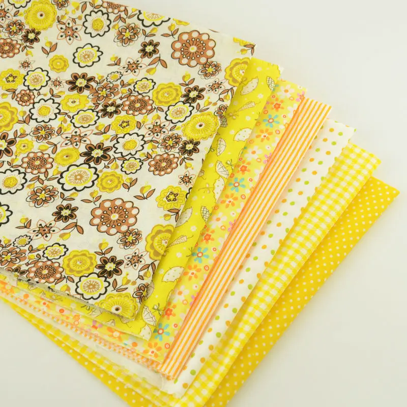 Booksew Telas пэчворк Algodon 7 шт простая хлопковая ткань Tissu Fat Quarters пачка желтого цвета