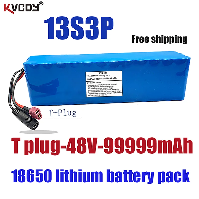 

NEW 48V 99.99Ah 1000w 13S3P 48V Lithium ion Battery Pack For 54.6v E-bike Electric bicycle Scooter with BMS