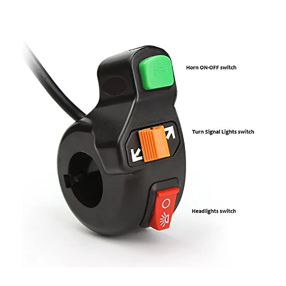 

3 in 1 Auto Motorcycle Scooter Dirt ATV Handlebar Switch Universal 7/8 inch Headlights/Turn Signal Lights/Horn ON-OFF Switch