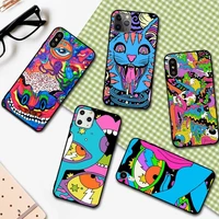 yndfcnb colourful psychedelic trippy art phone case for iphone 13 11 12 pro xs max 8 7 6 6s plus x 5s se 2020 xr cover