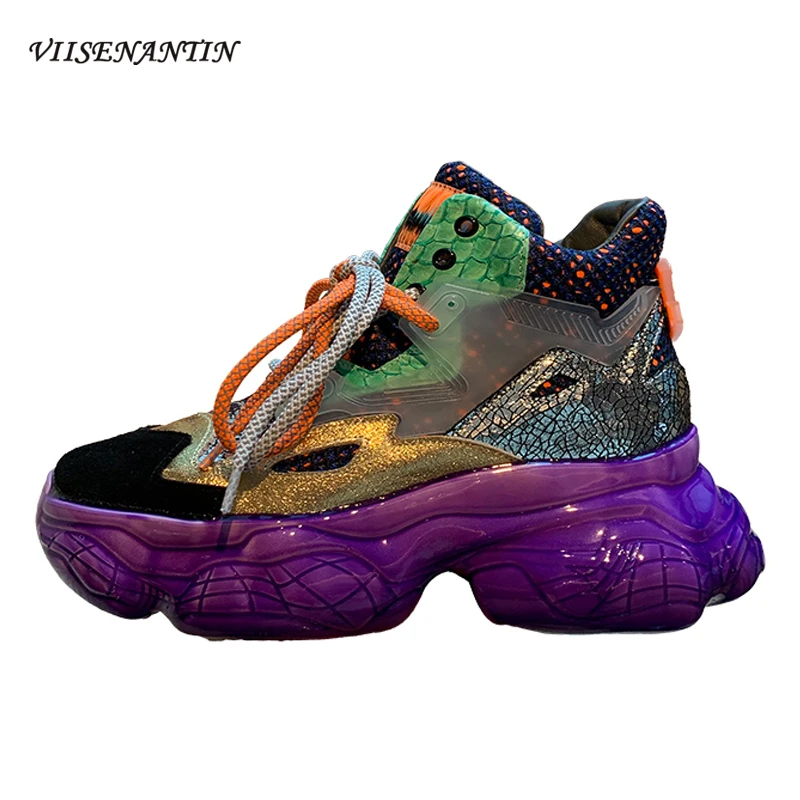 

Новинка, подходящие ко всему разноцветные спортивные туфли на толстой подошве с губчатым рисунком, цветные Папины туфли, водонепроницаемые...