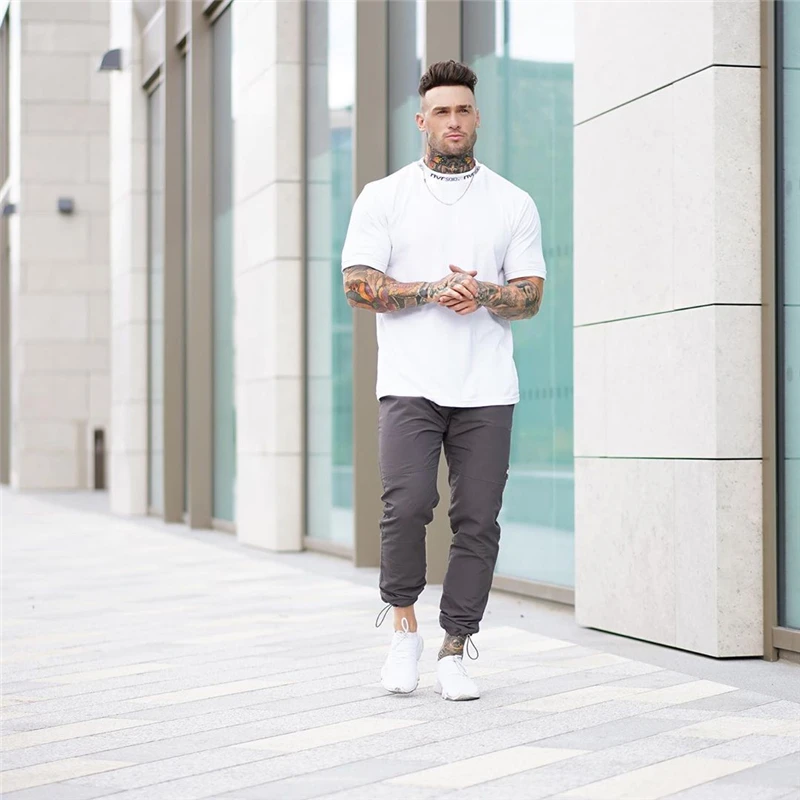 Летняя Повседневная футболка Мужская хлопковая с коротким рукавом повседневная