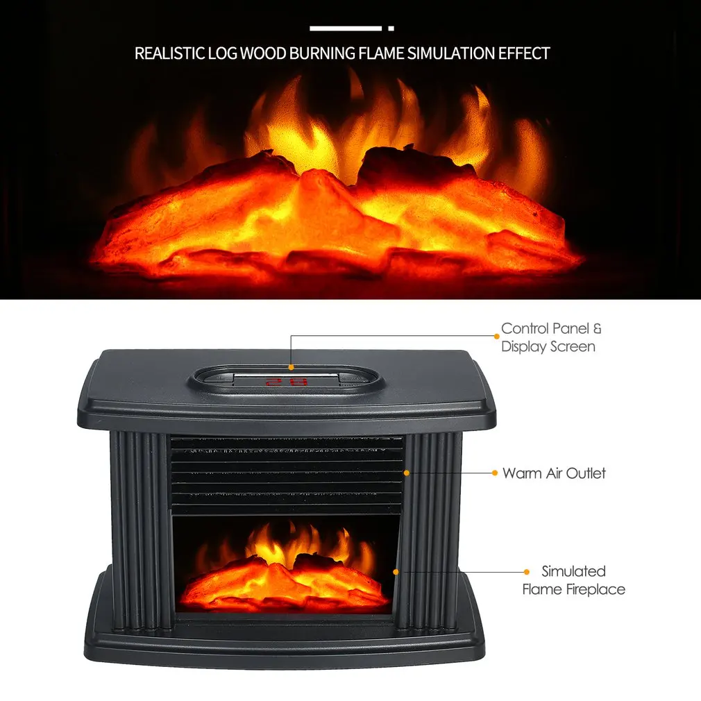 

1000W Electric Fireplace Hater With Remote Control Fireplace Electric Flame Decoration Portable Indoor Space Heater