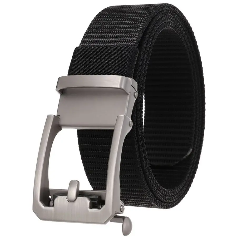 Men's Nylon Ratchet Belt, No Holes Full Adjustable Web Utility Belt for Men, Men with Automatic Slide Buckle Belt