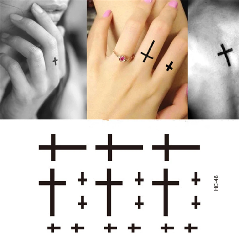 

Hot Waterproof Temporary Tattoo Sticker Small Cross Tattoo On Finger Water Transfer Flash Tattoo Fake Tattoo For Girl Women Men