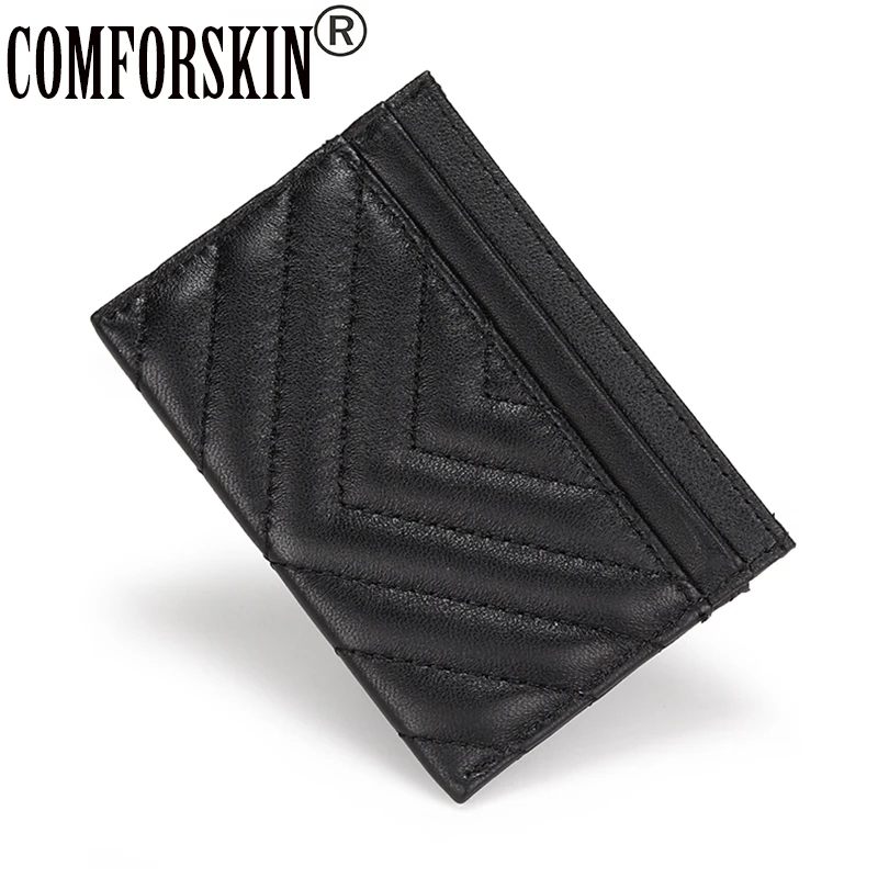 

COMFORSKIN дропшиппинг ультра тонкий мужской с отделением для карт, высокое качество овчины женские Чехол-портмоне с отделением для карт из мягкой Для мужчин Бизнес карманов для кредитных карт