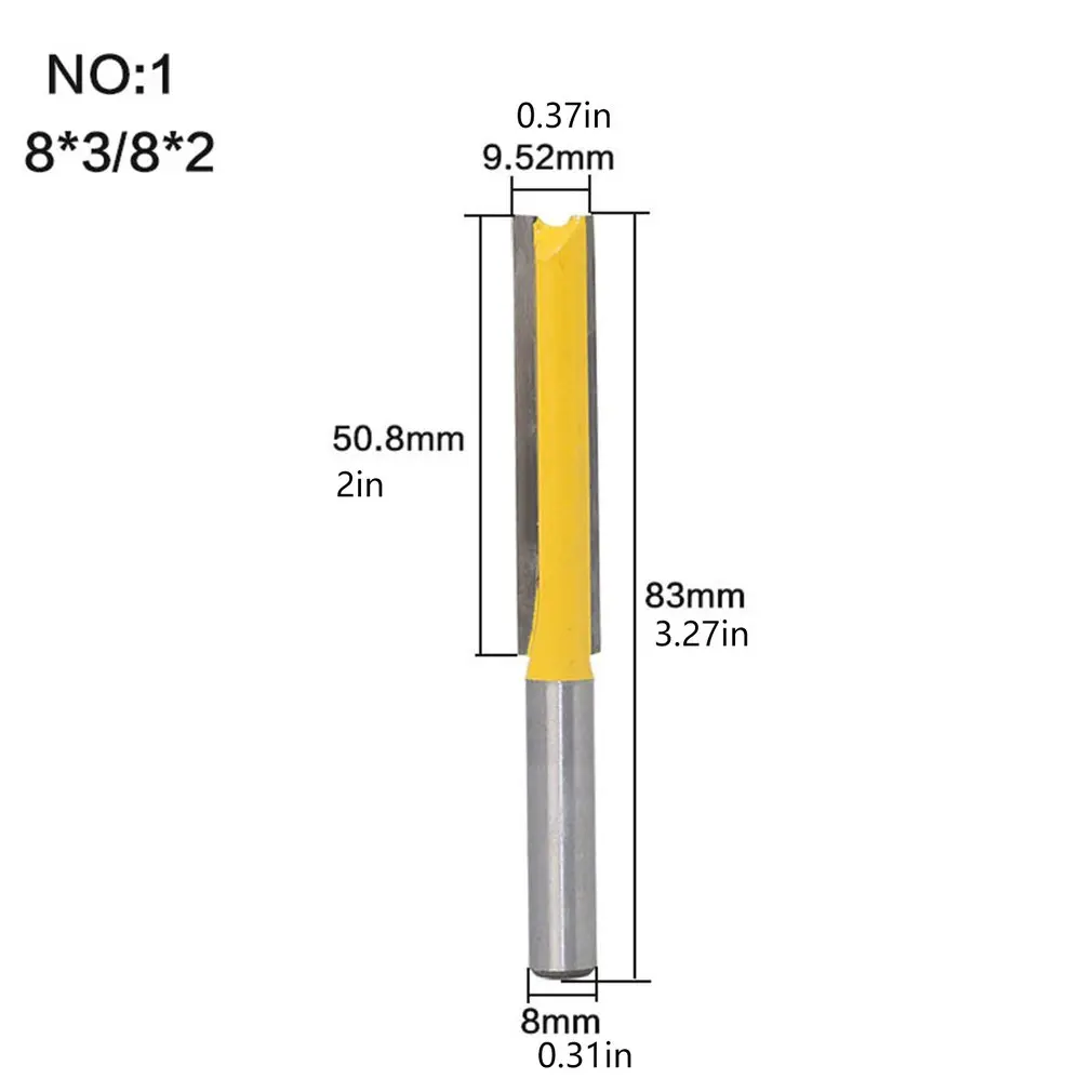 

8mm Shank Extra Long Flush Trim Lengthened Straight Router Bit cemented carbide Milling Trimming Machine Boring Cutter 1 Set