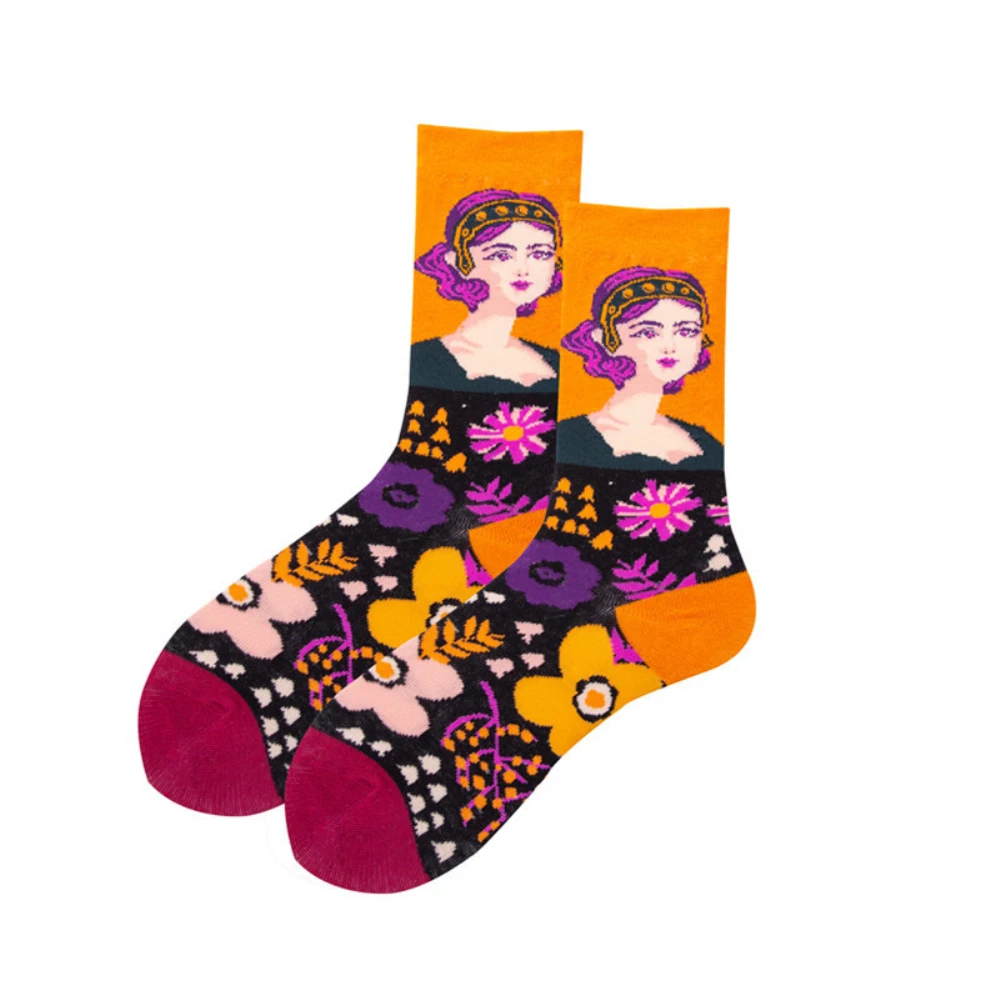 

3 Pairs/Lot Hot Sale Women Socks Autumn Winter Cotton Mid Stockings Socks Ladies Personality Fashion Cartoon Person Funny Socks