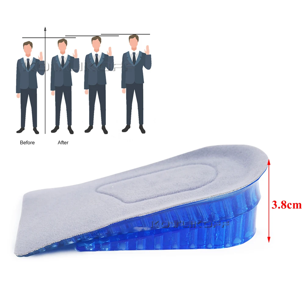 

KOTLIKOFF Invisible Gel Height Increase Insole Cushion Height Lift Adjustable 1.8cm/2cm/3.8cm 2 Layer Shoe Heel Insert Unisex