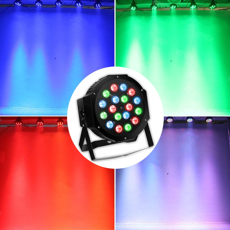 

DMX control mini LED par DJ lights 18x3w RGB mixed LED par light Stage wash effects lighting projector for Disco music party