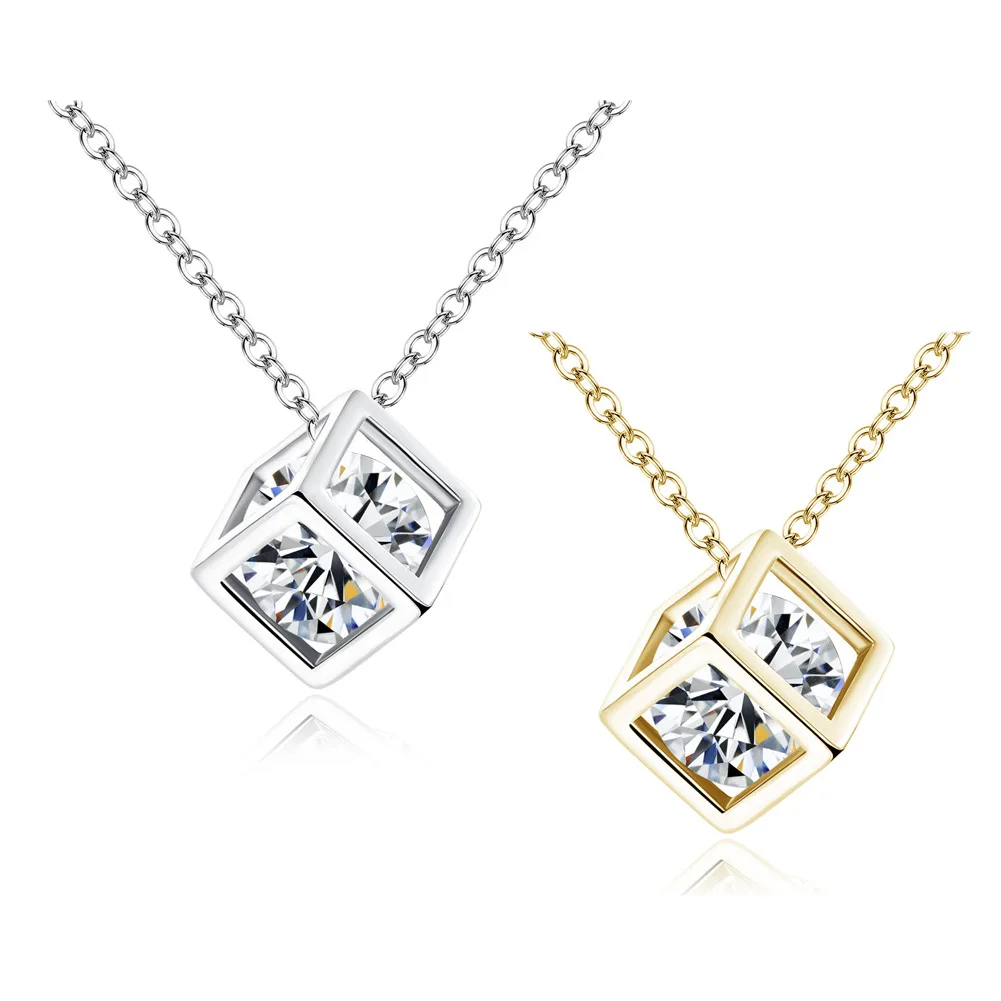 

TN373 block zircon necklace Heart Love Pendant