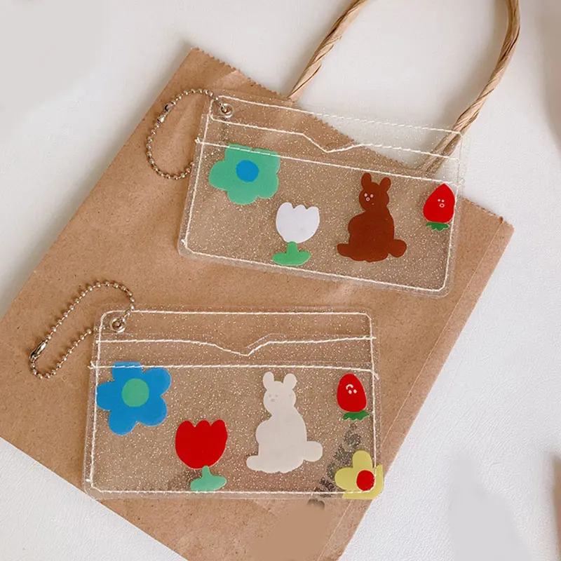 Прозрачный держатель для карты Чехол карт из ПВХ девочек милый медведь кролик