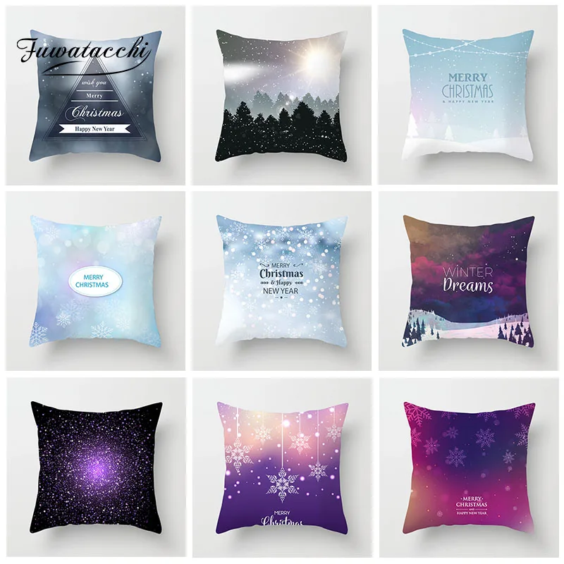 

Fuwatacchi Christmas Geometric Cushion Cover Deer Forest Snow Printed Pillow Cover For Home Sofa Car Chair Decorative Pillowcase