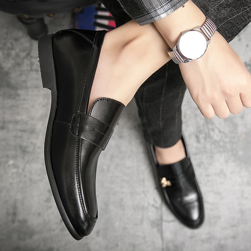 

Black Shoes For Men Leather Shoes For Men Loafers Casual Fashion Black Men's Formal Big Size Male Gentle Mens Italian