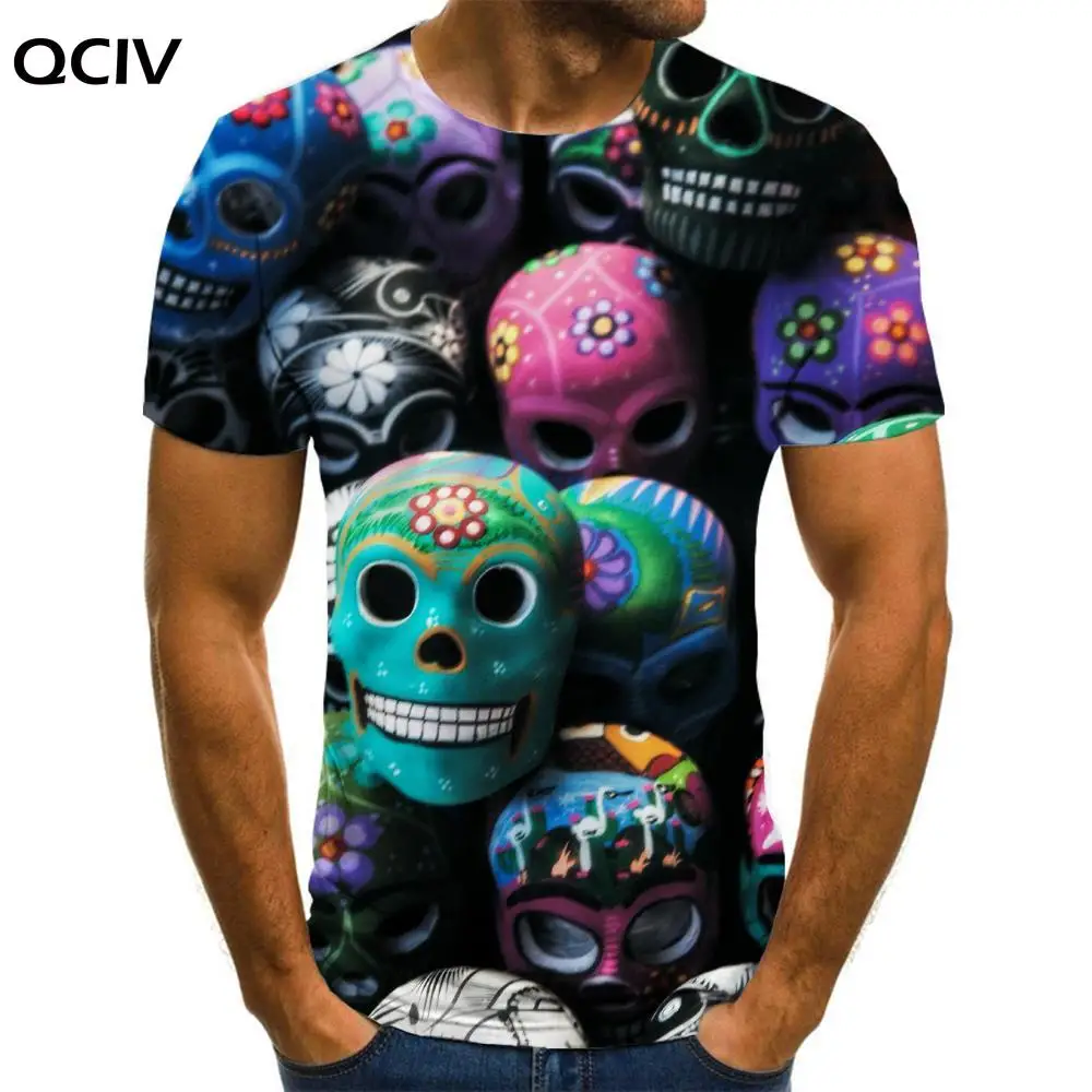 Футболка мужская с 3D-принтом черепа мексиканская тенниска цветным 3d рисунком
