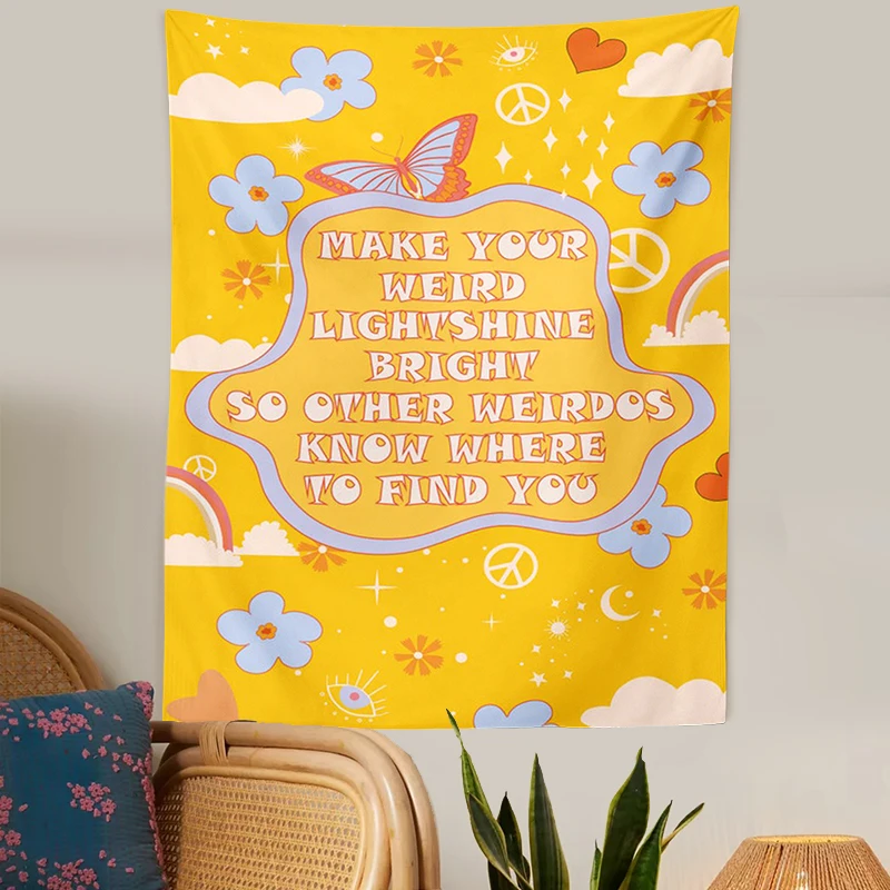 Настенный гобелен в стиле ретро винтажная ткань с принтом солнца хиппи декор для