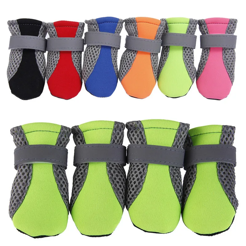 

Cute Dog Net Shoes Breathable Anti Slip Pet Dog Shoes Waterproof Protective Rain Boots Sock Teddy Puppy Shoes 4pc/1 Set