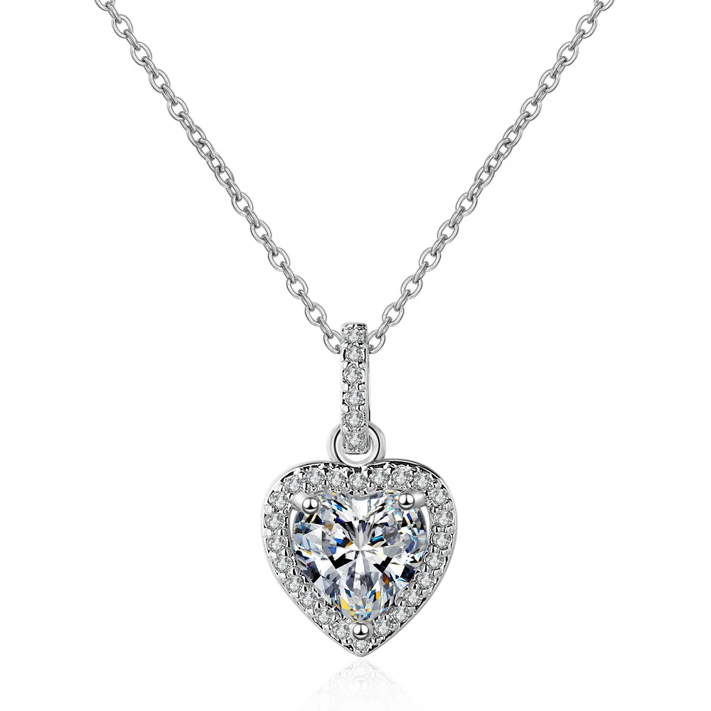 

New 2021 Zircon necklace female heart-shaped full short clavicle chain temperament net red ins love pendant ladies necklace