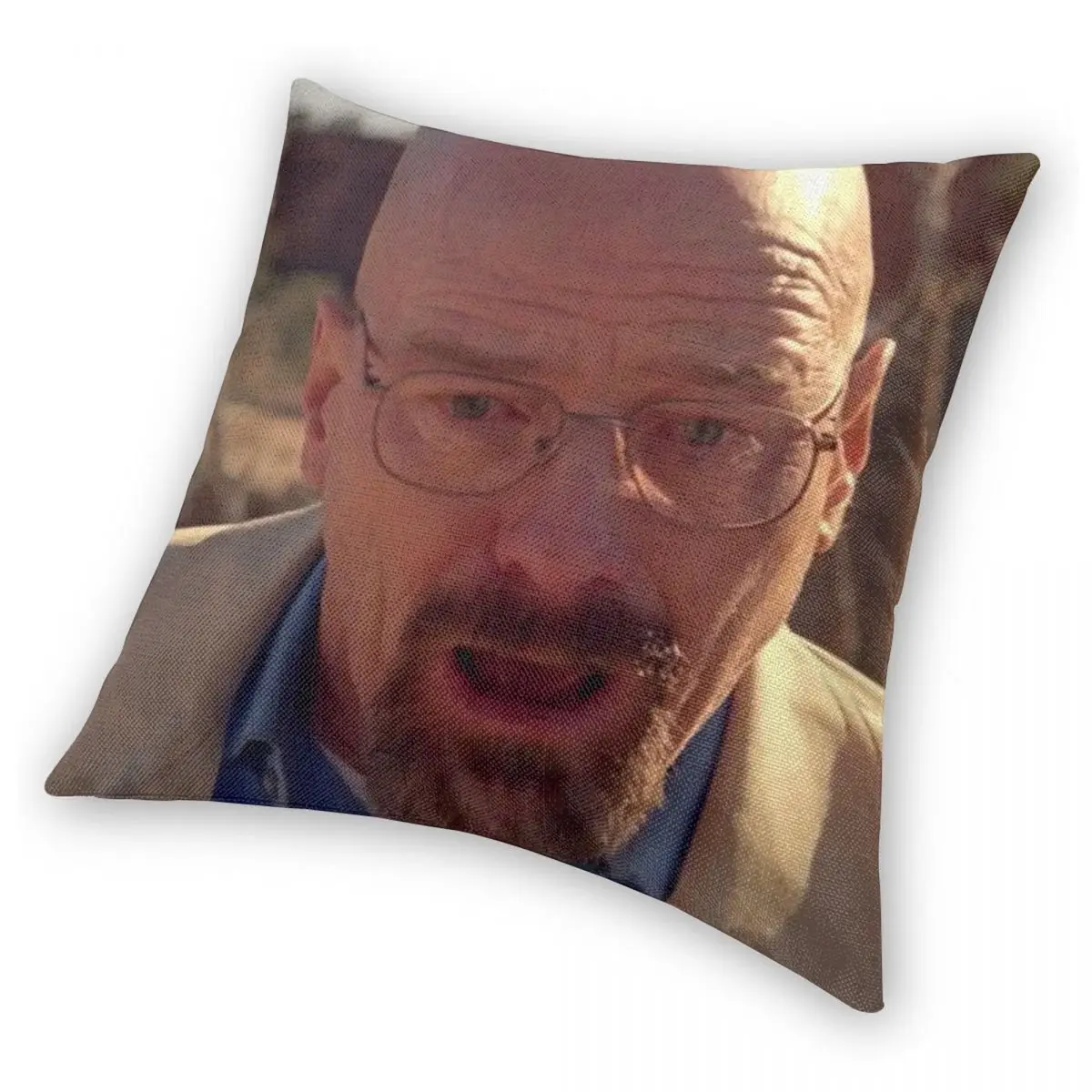 Квадратная наволочка Уолтер Уайт мем из полиэстера и льна бархатная с принтом на