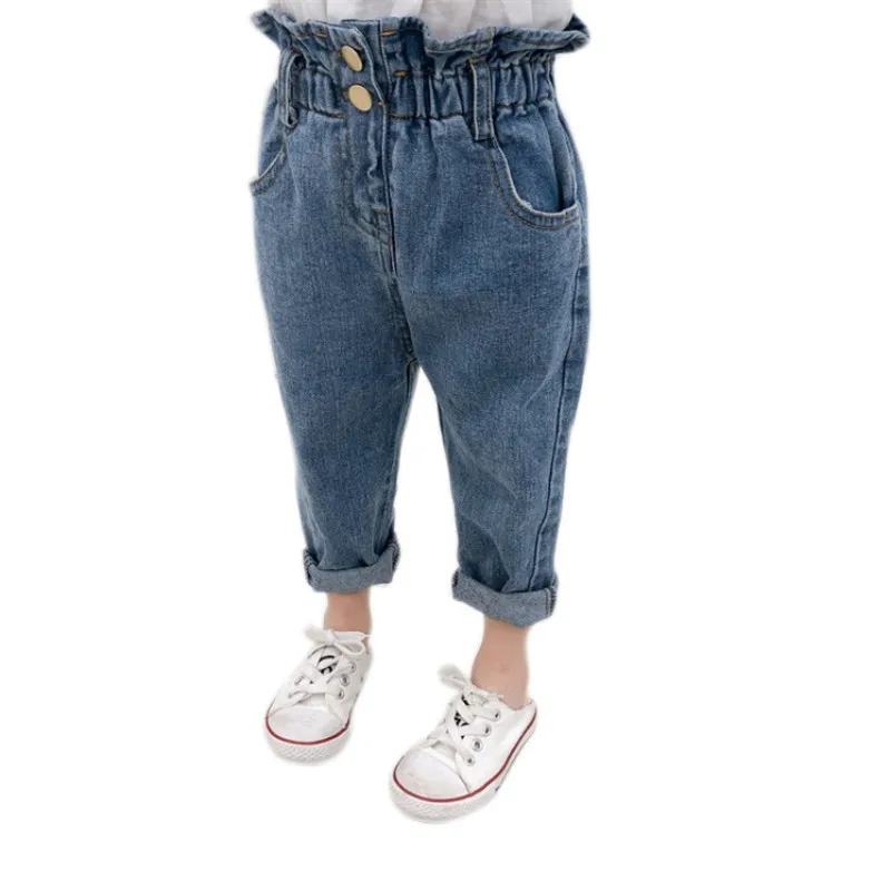 

Jeans For Girls Children Kids Fashion Solid Print Denim Pants Korean Mid Waist Jeans Child School Trousers Spring Summer Clothes