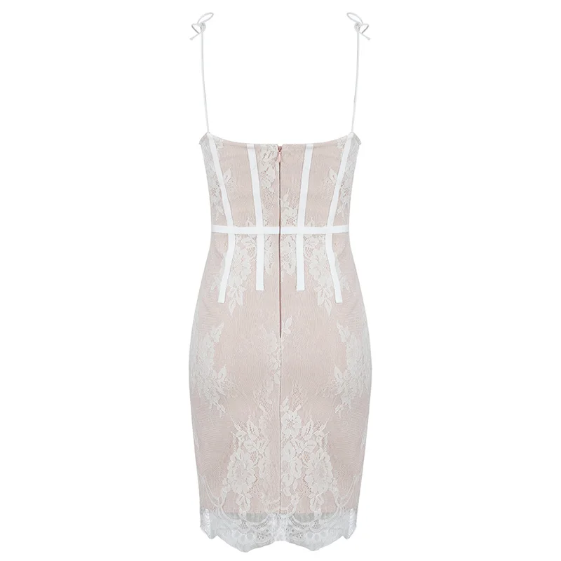 

free shipping Wholesale 2020 woman's dress Khaki Lace Mini Sexy Spaghetti Strap celebrity cocktail party bandage dress