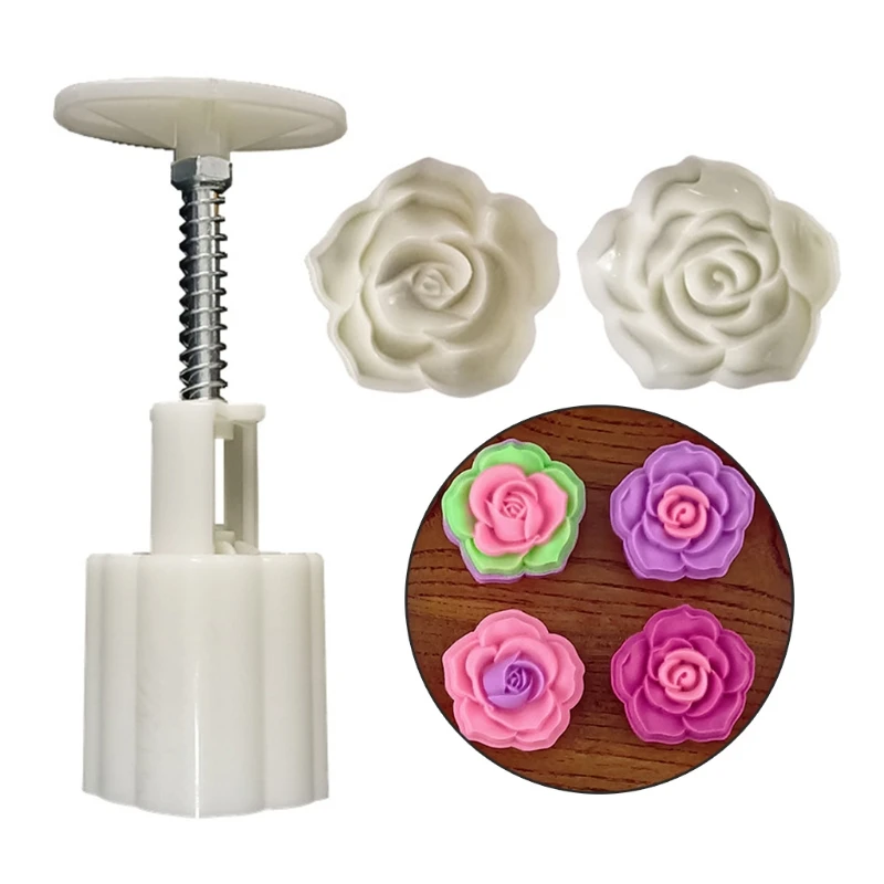 

Форма для выпечки лунного торта, 1 комплект, 50 г, штамп с цветком розы, форма для торта и печенья, резак, ручное давление, Аксессуары для выпечк...